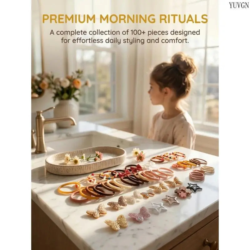 512 pieces/sets-Autumn Style Girls Cute Hair Accessories Set,Elegant Butterfly & Flower Hair Clips, Coffee Tone Hair Ties & Barrettes, Soft & Stylish, Perfect for Daily Wear, School, Parties & Gift Giving for Girls.
