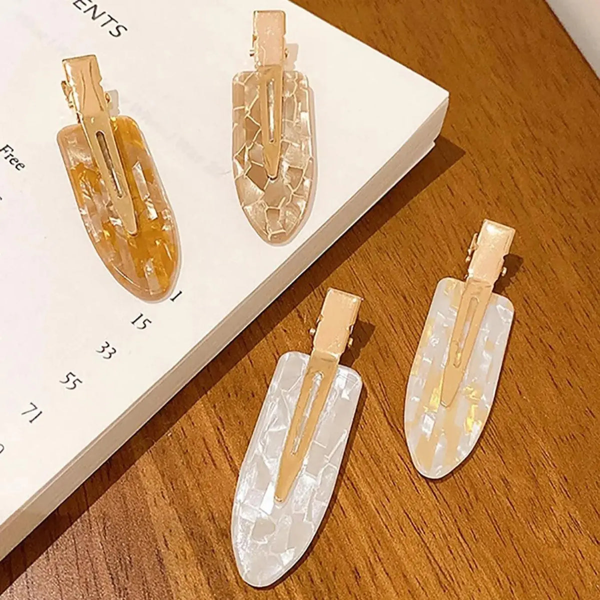 Female 8-Pack Elegant Marble Print Hair Styling Clips Set, Wear-Resistant Acetic Resin Alligator Barrettes, Non-Slip Secure Hold for Bangs Styling,sohochic