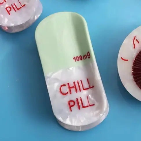 Chill Pill Hair Claw Clip - Aesthetic Cute Claw for Girls - Pale Peach with Various Fun Designs