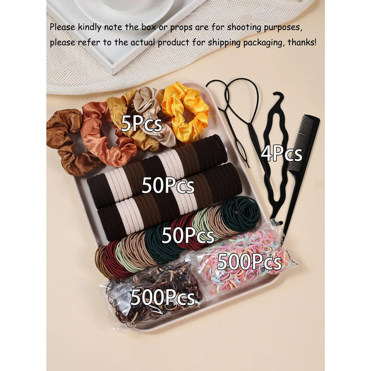 Women's Minimalist No Damage Hair Ties Set - 10-Piece Polyester Neutral Scrunchies Bulk, Classic Accessory Set for Daily Hairstyling Ponytail Holders, Sohochic Fashion Items, 10 Pieces