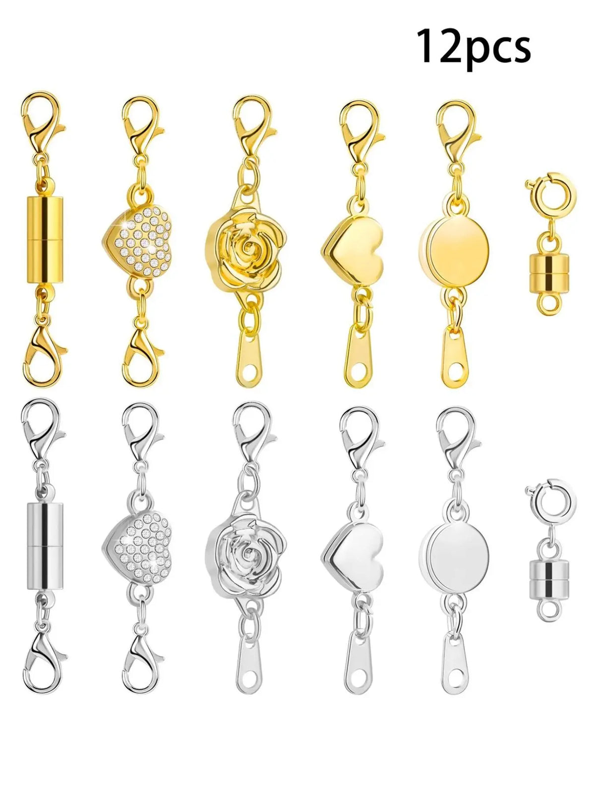 12pcs Magnetic Necklace Clasps and Buckles, Locking Magnetic Jewelry Clasp, Magnetic Necklace Extender, Necklace Clasp Helper, Adjustable Clasp, Clasps for Jewelry Making, DIY Jewelry Accessories