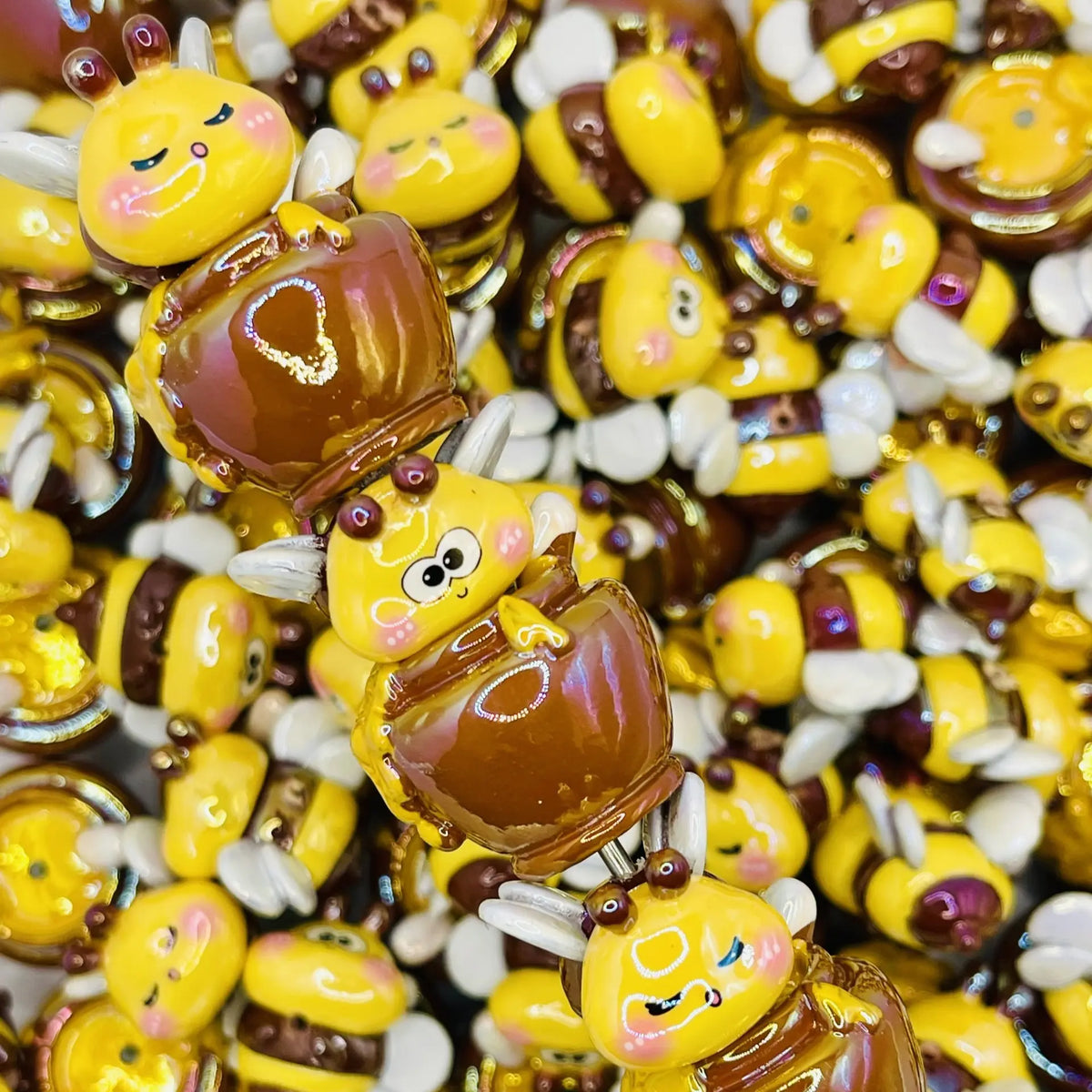Bumble Bloom Bead Mix - Bee Silicone Beads & Yellow Black Themed Beads for DIY Crafts Mixed Acrylic Silicone Varies in Size Adjustable Beaded Design Beaded Mesh Beaded Tassel Charms