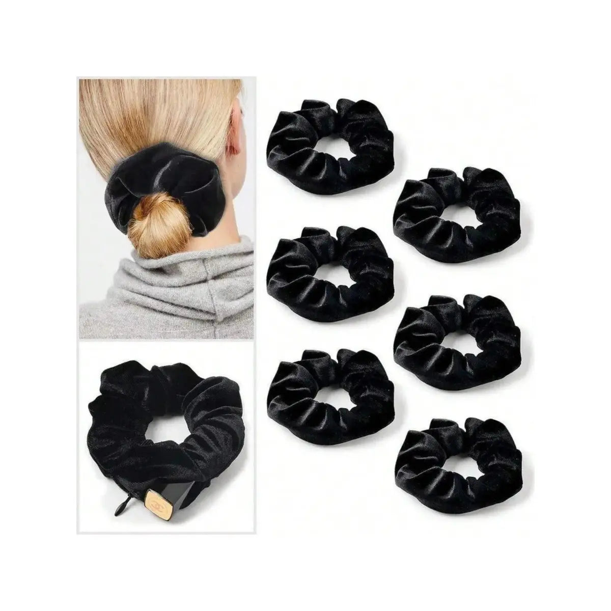 Female 3-Pack Scrunchie Elastic Hair Ties with Hidden Zipper Pocket - Spacious Polyester Organized Travel-Friendly Hair Accessories for Back-to-School Cosmetic Storage