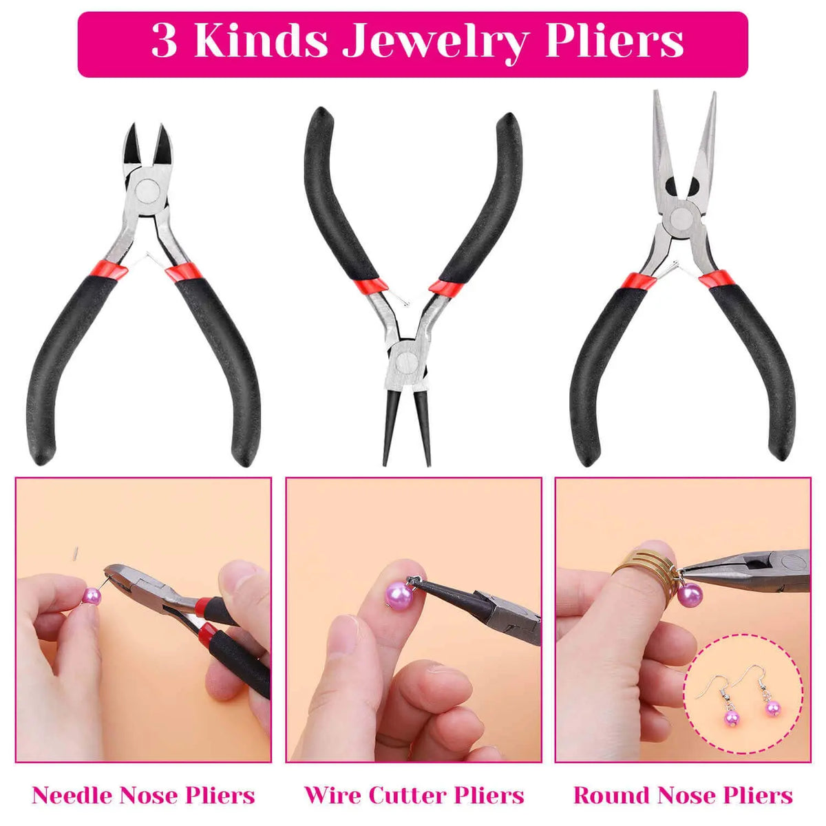 27 Piece Jewelry Tool Set:Wire Wrapping For Jewelry Making,Repair and Beading Supplies Kit with Craft Ring Wire,Tools,Pliers and Jewelry Findings,Christmas Party Gifts,Hand Tools Kits