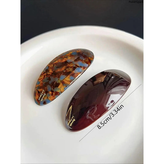 5 Pack French Style Acrylic Hair Barrettes for Women – Large Oval Tortoise Shell Hair Clips, Non-Slip Strong Hold Hair Accessories for Thick & Thin Hair,summerwins
