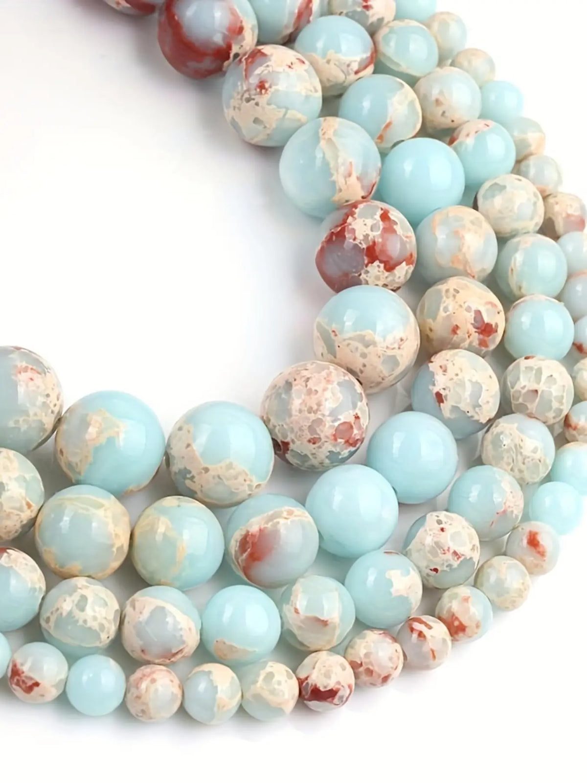 Round Shoushan Stone Snakeskin Blue Beads, 4/6/8/10/12mm Sizes, 15inches DIY Necklace, Ideal for Jewelry Making, Craft Supplies, Decorative Beads, DIY Beading