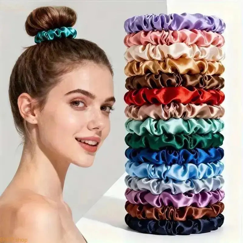 Unisex 19-Piece Silk Satin Scrunchies - Soft Hair Ties, Elegant Fashion Accessories for Ponytails, Daily Styling, Daily Wear,sohochic