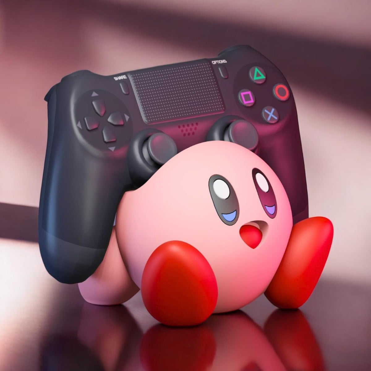 Cute Pink kirb-Inspired Controller Stand | Compatible with PS5, Xbox, PS4, | 3D Printed Holder | Gaming Desk Accessory | Fun Gamer Gift