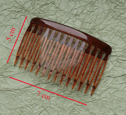 6 Pcs 14 Teeth Hair Side Comb Twist French Vintage 7x5 cm (Dark Brown)