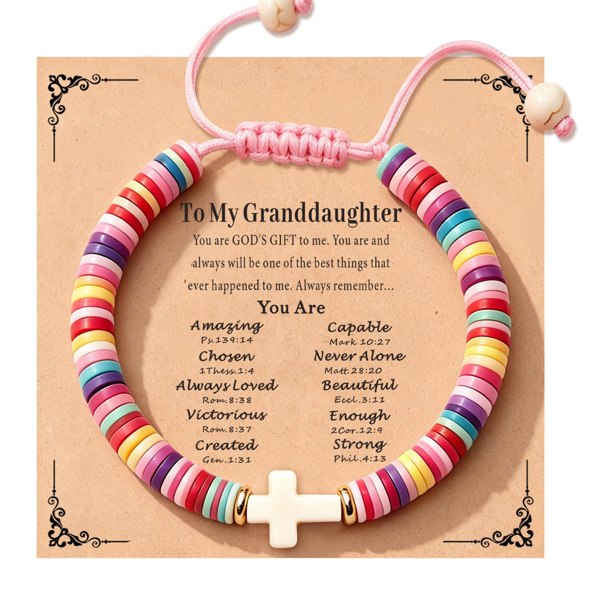 TAGOMEI Cross Bracelet Baptism Gifts for Girl Kids Women Christian Gifts