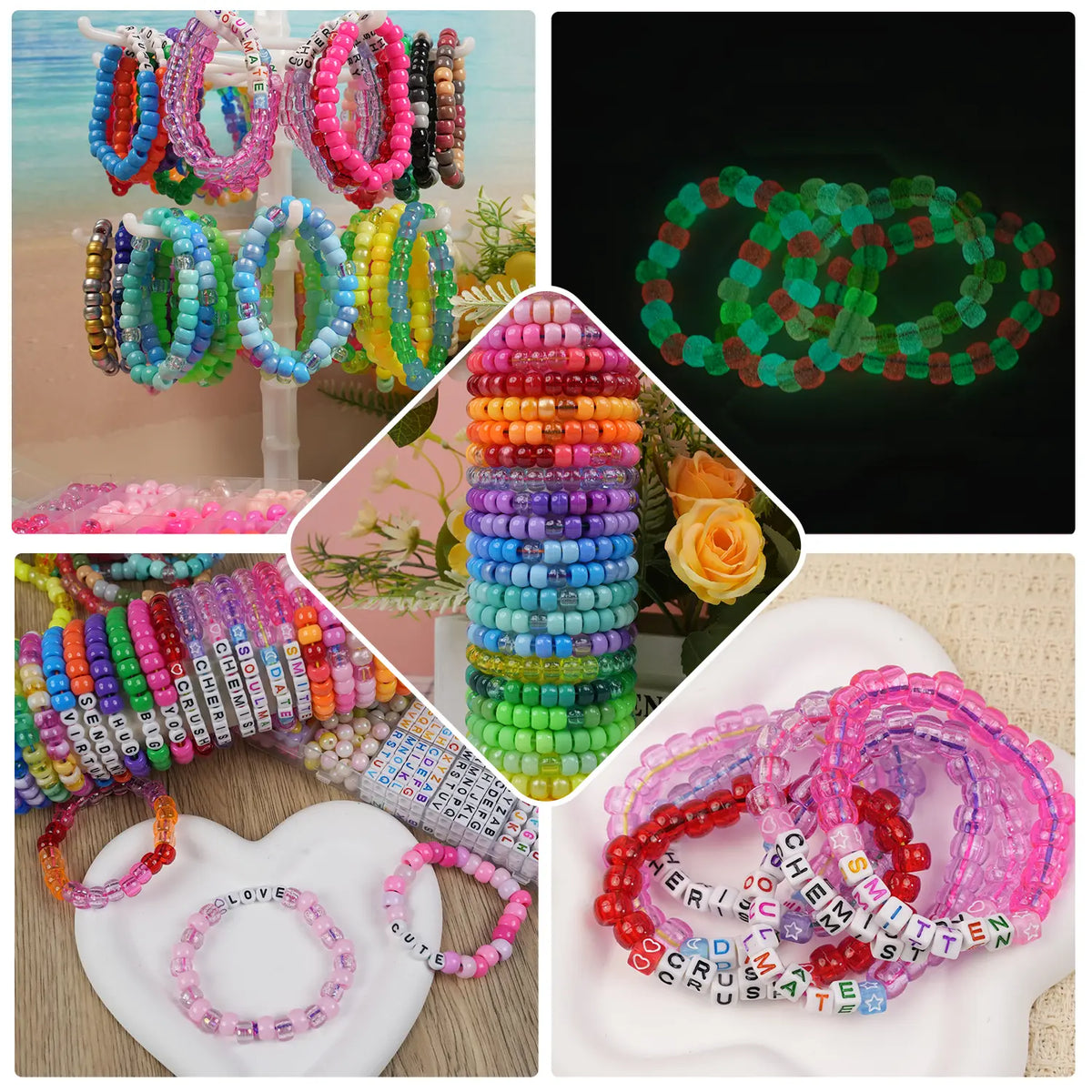 6-Box Pony Bead Bracelet Making Kit, 4400Pcs All-Inclusive Jewelry Supplies with Elastic Cords, DIY Friendship Bracelet Crafts, Perfect Tween Girl Gifts