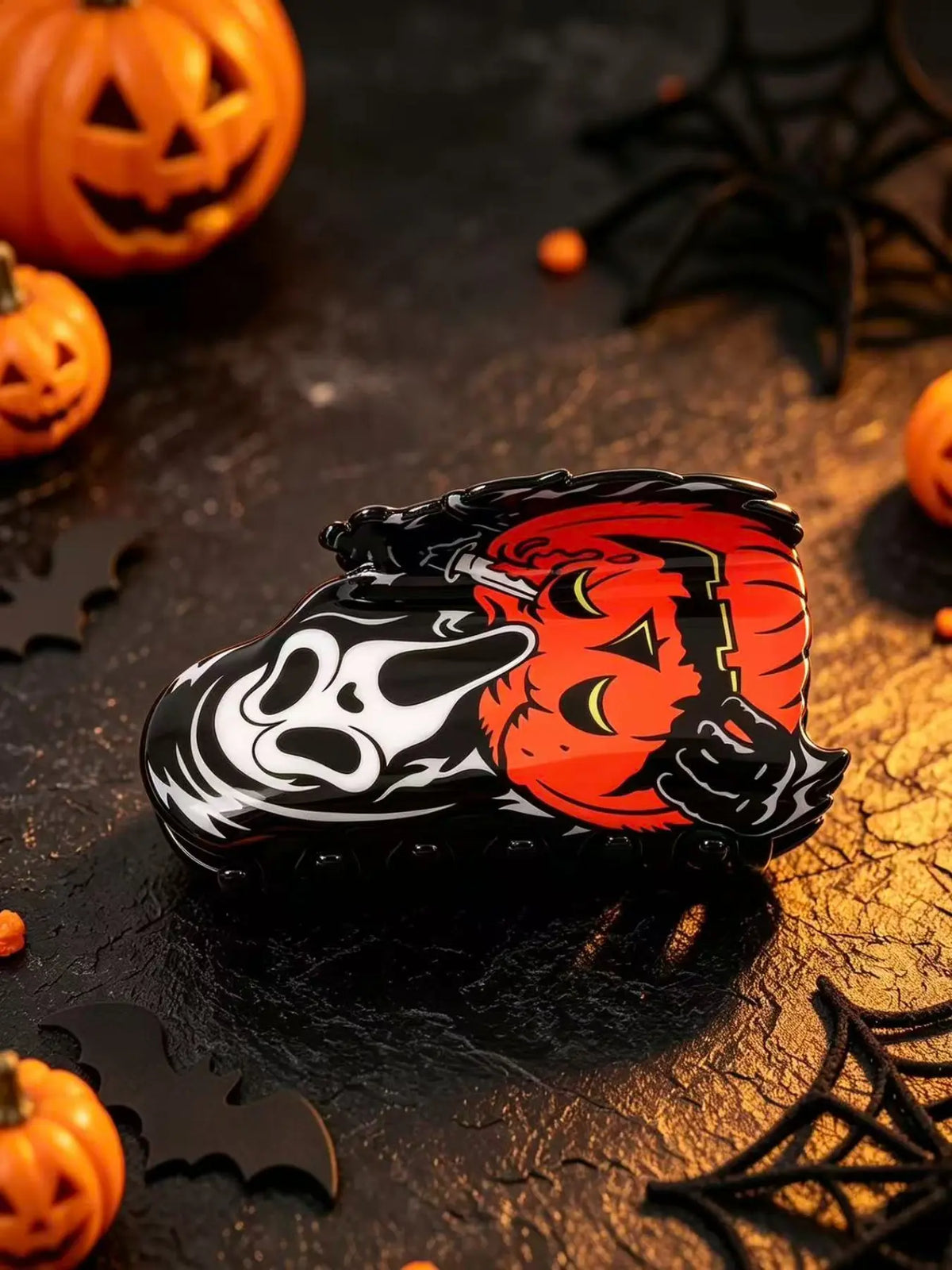 Halloween Large Hair Claw Clip, Horror Ghost Face & Pumpkin Print Jaw Hair Clamp, Spooky Gothic Decorative Hair Grip, Strong Hold Costume Hair Accessory for Women Girls Halloween Party Cosplay