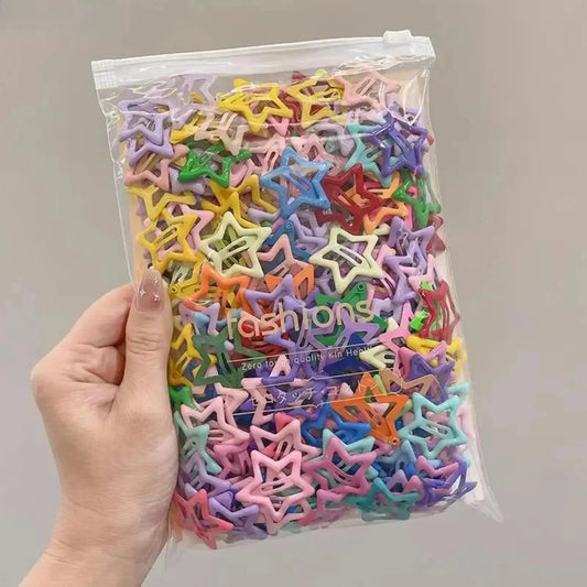 100-Pack Candy Stars Hair Clips for Girls, Colorful Non-Slip Lightweight Mini Snap Barrettes, Sports & Daily Styles Hair Styling Accessories for School, Gift Ideas,sohochic