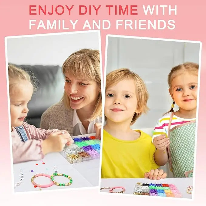 3400 Pcs Clay Beads Bracelet Making Kit, Friendship Bracelet Kit for Jewelry Making, Flat Polymer Heishi Beads with Charms, Gifts Crafts Set for Girls Ages 6-12