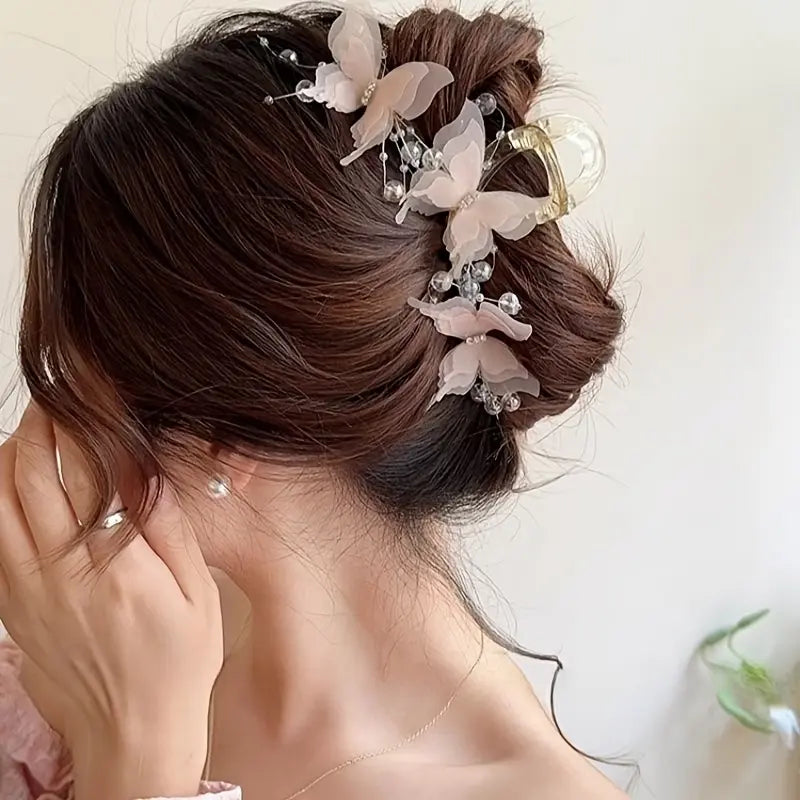 4 PCS Elegant and Dynamic Butterfly Claw Clips, Women's Back-of-Head Updo Shark Clip Set, Suitable for Daily Wear and Important Occasions Such as Parties, Ceremonies, and Weddings Decorative Hair Pins sohochic