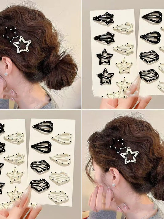 20/30/50pcs and Polka Dot Snap Hair Clips, Decorative Hair Clips, Hair Clip Set, Cute Star & Heart Shaped Metal Bb Clips, Non-Slip Hair Accessories for Women and Girls, Hairclips