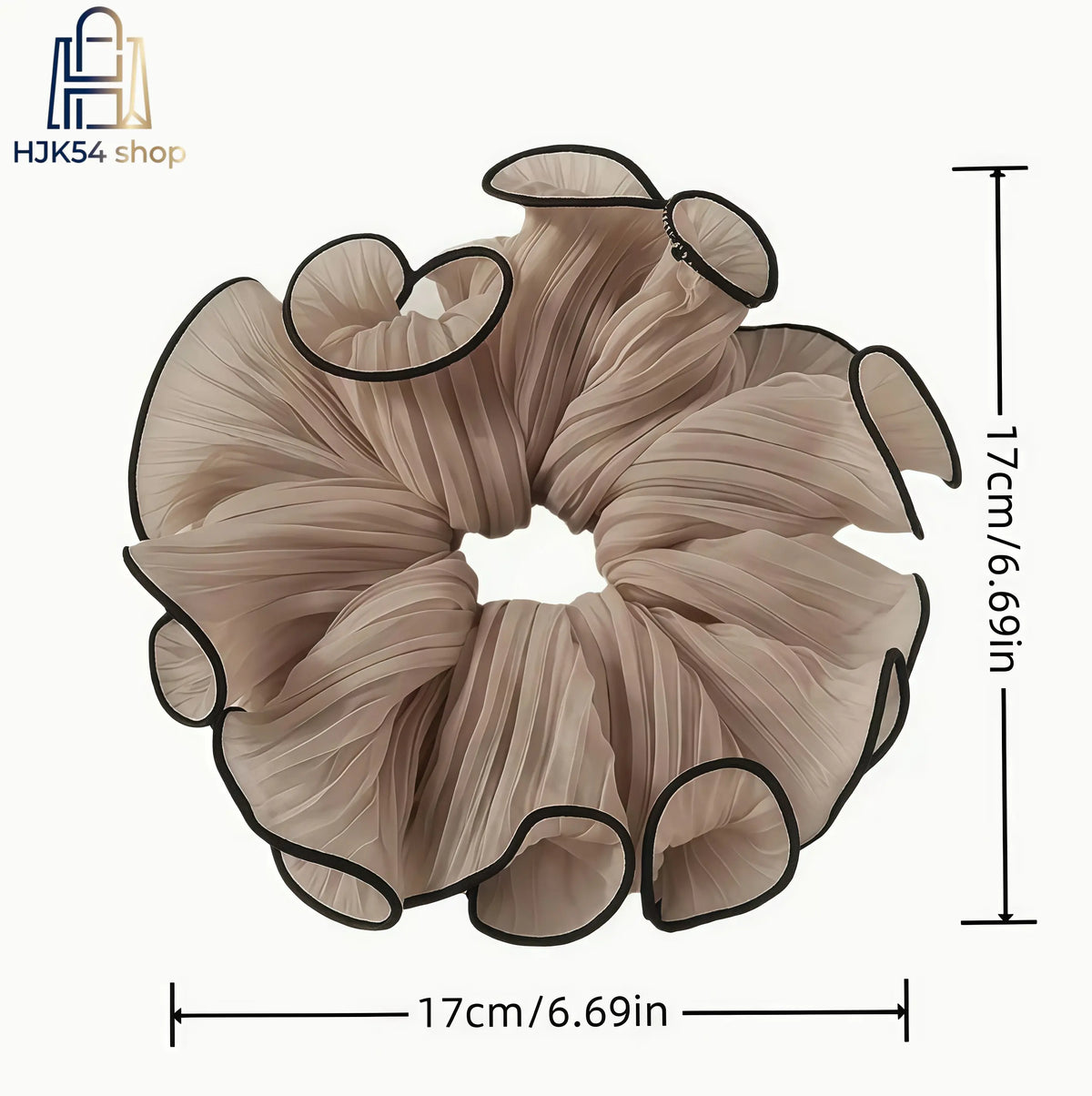 Women's 4pcs Large Size Organza Pleated Scrunchies - Soft Hair Ties, Ruffled Black Edge, Modern Voluminous Hair Style Accessory, Comfortable Fit for Daily & Special Occasions
