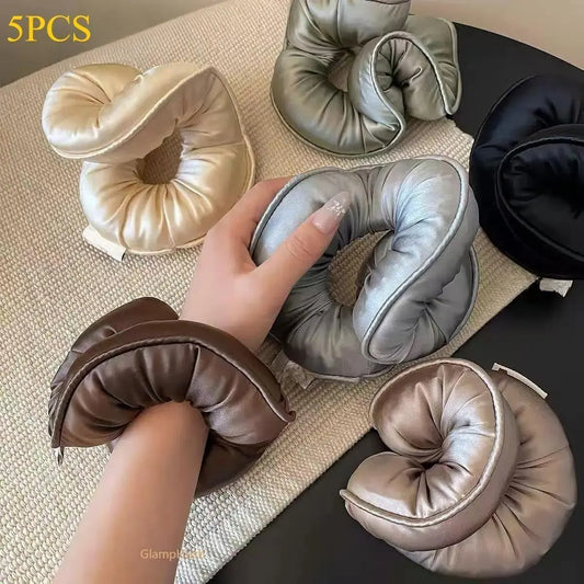 Women's Hair Accessories Scrunchies - 5/7Pcs Solid Color Satin Hair Ties, Soft No-Crease Cotton Sponge Ponytail Holders, Sleep-Safe Curling Bands for Daily Use (Sports & Outdoor Protective Gear Accessories for Women)