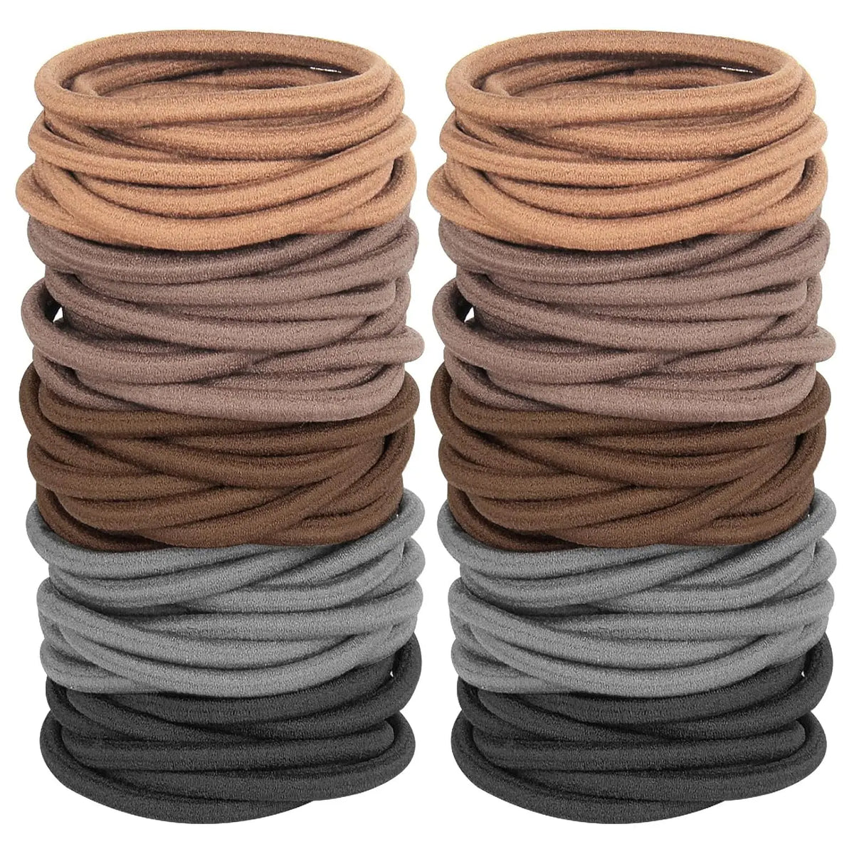 120PCS Nylon Solid Color 4mm Tie-Band Hairbands & Scrunchies Variety Pack - High Stretch Durable Everyday Hair Accessories for Thick Hair