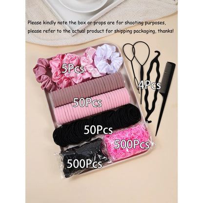 Women's Minimalist No Damage Hair Ties Set - 10-Piece Polyester Neutral Scrunchies Bulk, Classic Accessory Set for Daily Hairstyling Ponytail Holders, Sohochic Fashion Items, 10 Pieces