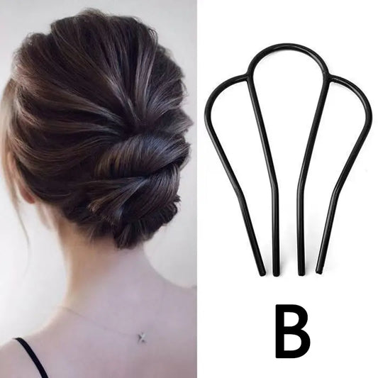 3pcs Metal Hair Side Combs U-shape Hair Pins French Twist Styling Tools for Women Vintage Updo Bun Accessories for Weddings Parties Everyday Use