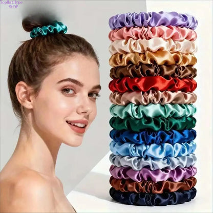 Women's 19PCS Satin Scrunchies Bulk Set - Colorful Hair Ties, Soft Silk No-Damage Ponytail Holders, Lightweight Cute Hair Accessories for Everyday Wear & Party Gift, Sohochic