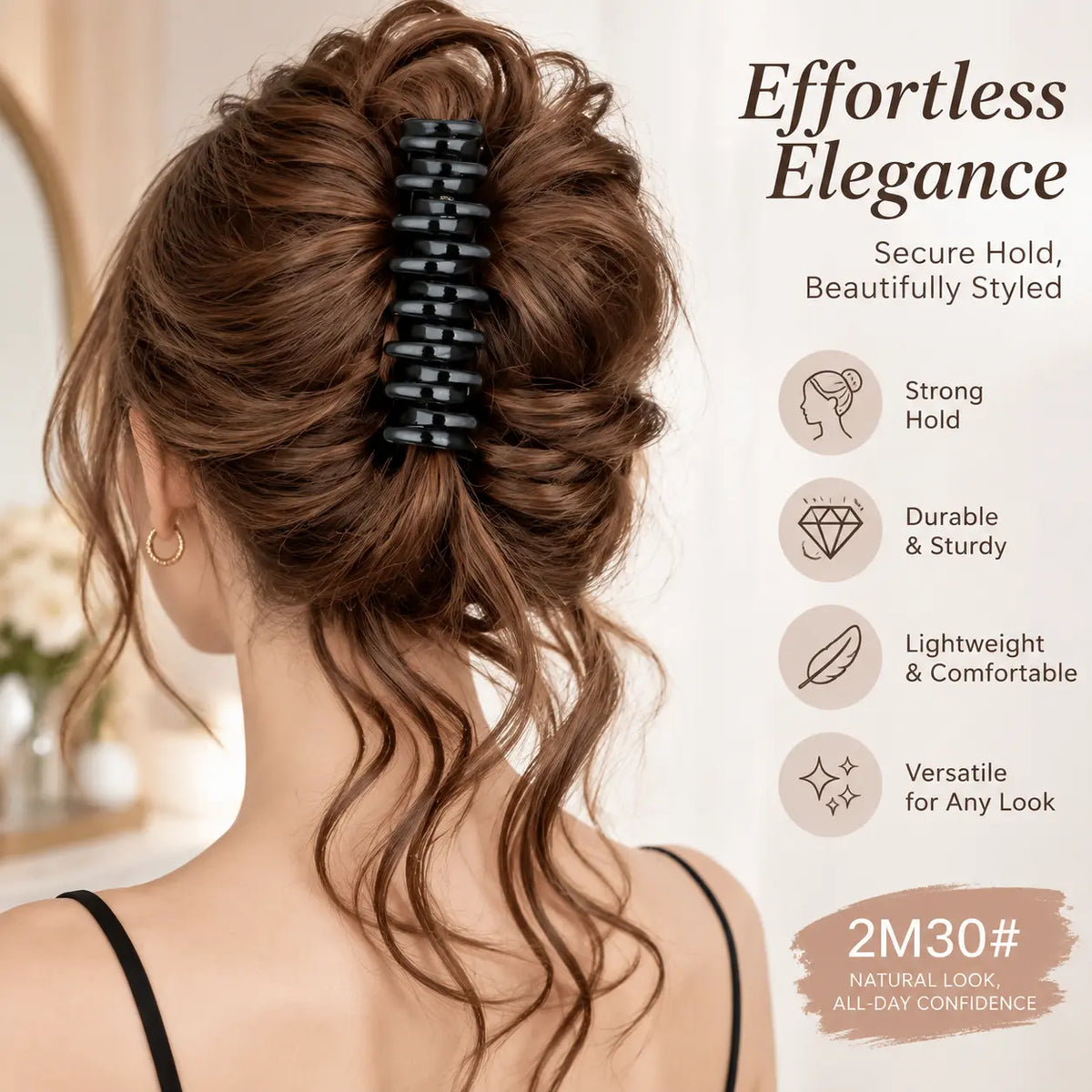Large Serrated Claw Clip with Built-In Anti-Slip Texture for Secure, Pressure-Free Hold — Lightweight, Hollow-Core Design Ideal for Thick, Curly, Layered, or Wispy Hair; Matte Natural-Fiber Finish, Sweat-Resistant & Comfortable for Daily Wear