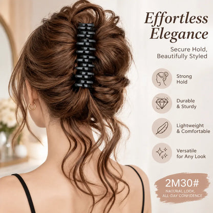 Large Serrated Claw Clip with Built-In Anti-Slip Texture for Secure, Pressure-Free Hold — Lightweight, Hollow-Core Design Ideal for Thick, Curly, Layered, or Wispy Hair; Matte Natural-Fiber Finish, Sweat-Resistant & Comfortable for Daily Wear