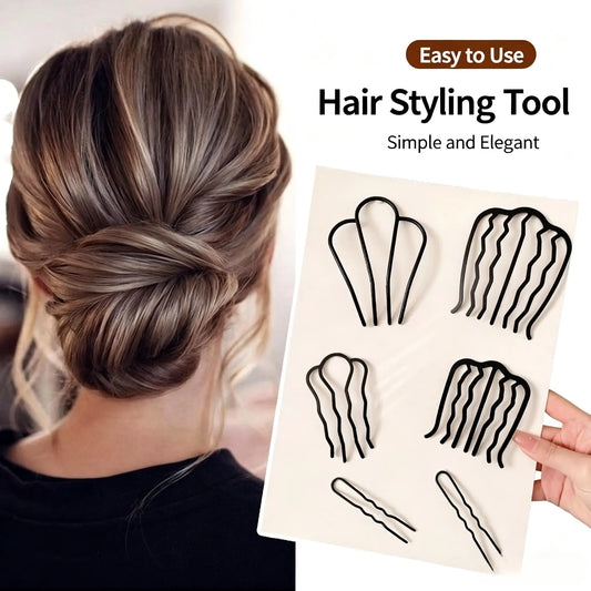 3pcs Metal Hair Side Combs U-shape Hair Pins French Twist Styling Tools for Women Vintage Updo Bun Accessories for Weddings Parties Everyday Use