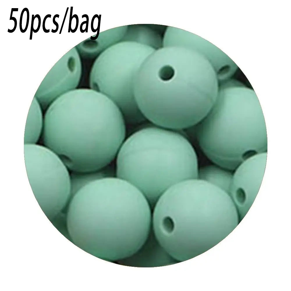 Silicone Beads Kit, 50 pcs Beaded Set of 15 mm Silicone Beads, Bead Assortment and DIY Beading and Jewelry Making Supplies for Keychains, Necklaces and Jewelry Crafts