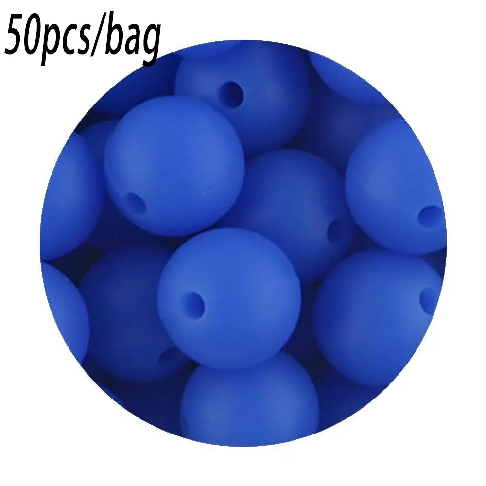 Silicone Beads Kit, 50 pcs Beaded Set of 15 mm Silicone Beads, Bead Assortment and DIY Beading and Jewelry Making Supplies for Keychains, Necklaces and Jewelry Crafts