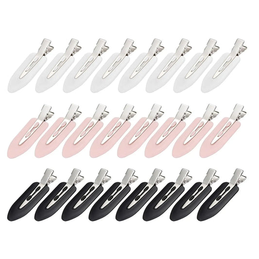 24 Pcs No Bend Hair Clips Pin Curl Creaseless Clips No Crease Hair Clip for Hairstyle Bangs Finger Waves Makeup Application Hairdressing Hairpins Styling Clips for Hair Salon Black Pink White