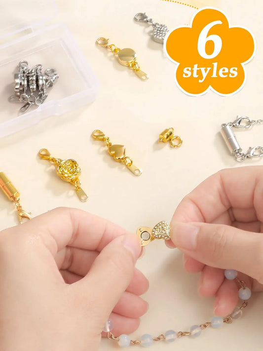 12pcs Magnetic Necklace Clasps and Buckles, Locking Magnetic Jewelry Clasp, Magnetic Necklace Extender, Necklace Clasp Helper, Adjustable Clasp, Clasps for Jewelry Making, DIY Jewelry Accessories