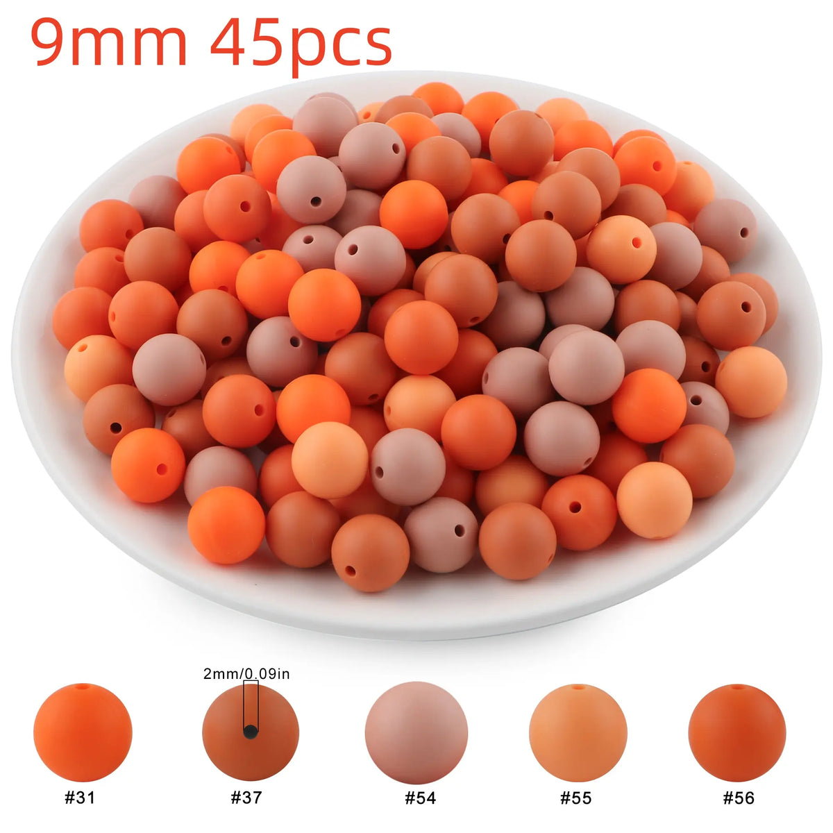 45pcs 9/12/15mm Solid Color Silicone Round Beads Combination DIY Beads Set Mixed in 5 colors Suitable for Making Beaded pens Bracelets and Phone Lanyards