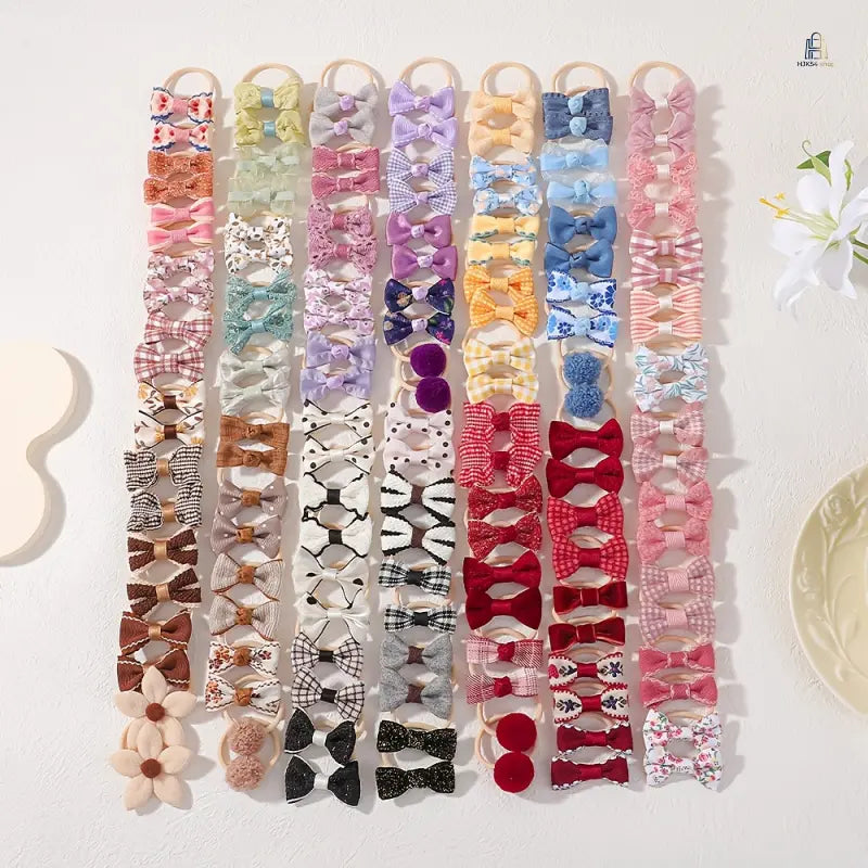 20‑Pcs Boho‑Style Fabric Bow & Flower Hair Ties, Cute Elastic Hair Scrunchies, Soft Decorative Hair Accessories for Daily Hairstyle Styling  >,sohochic