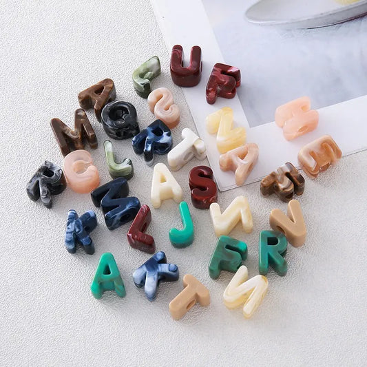 60 Pcs Acrylic Alphabet Letter Beads, Large Hole, Marble Pattern, Customizable for DIY Jewelry Making, Name Initials & Anniversary Gifts