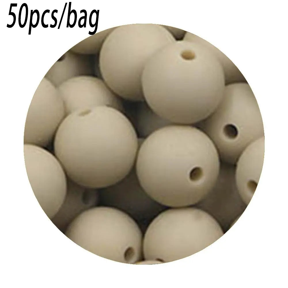Silicone Beads Kit, 50 pcs Beaded Set of 15 mm Silicone Beads, Bead Assortment and DIY Beading and Jewelry Making Supplies for Keychains, Necklaces and Jewelry Crafts