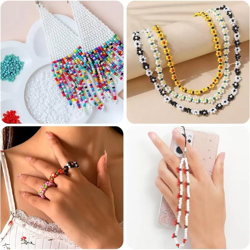 9600+ Pcs 3mm Glass Seed Beads Kit,Color Waist Beads,39 Color Small Pony Beads for Bracelet Necklace Earring Jewelry Making,Halloween Christmas Party Gifts,DIY Hand Tools Kits