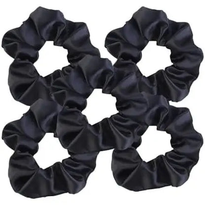 Satin Scrunchies for Women, 5 count Black Hair Ties for Girls No Crease Frizz-Free Soft Stylish Hair Accessories Gifts