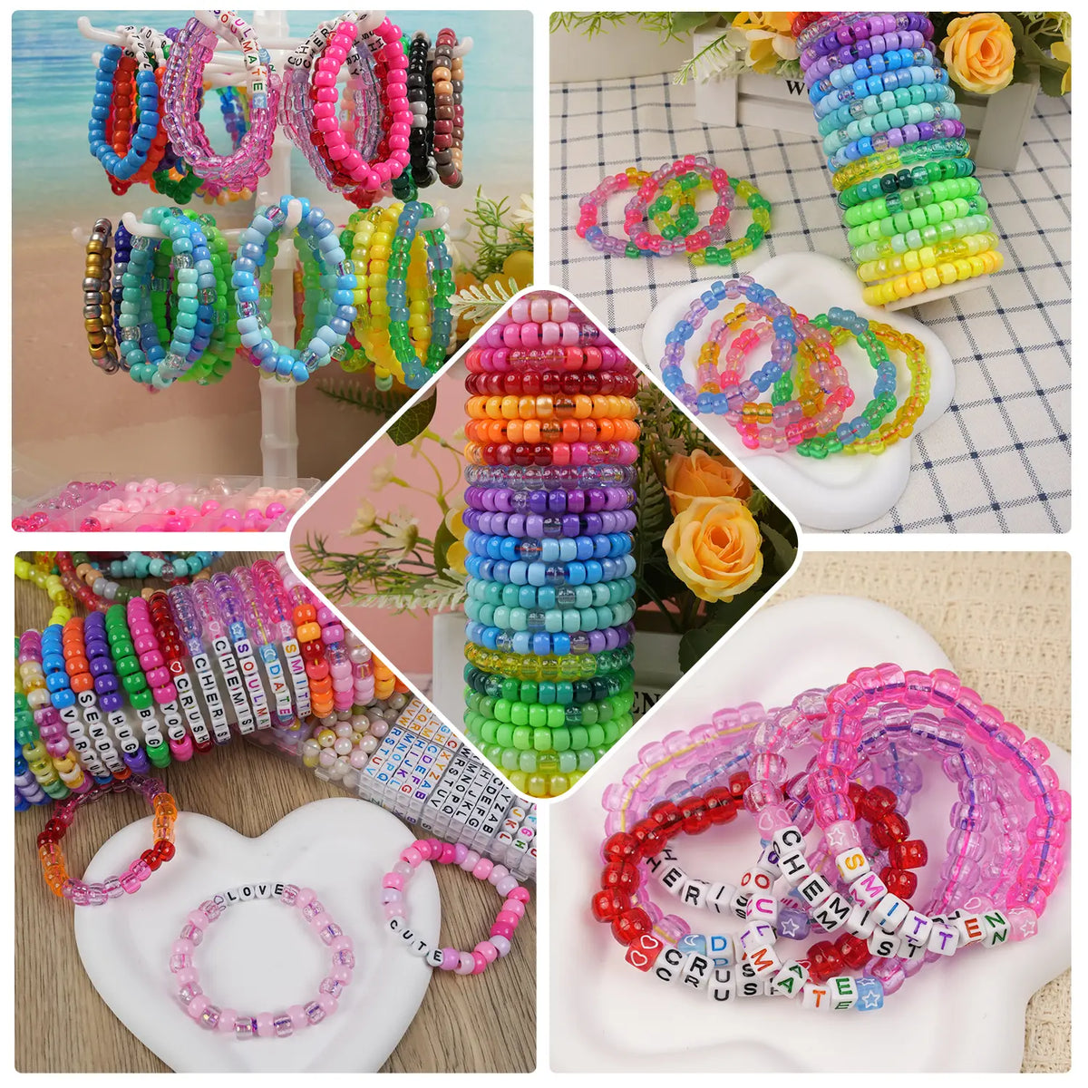 6-Box Pony Bead Bracelet Making Kit, 4400Pcs All-Inclusive Jewelry Supplies with Elastic Cords, DIY Friendship Bracelet Crafts, Perfect Tween Girl Gifts