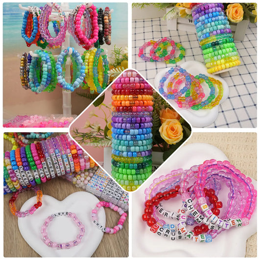 6-Box Pony Bead Bracelet Making Kit, 4400Pcs All-Inclusive Jewelry Supplies with Elastic Cords, DIY Friendship Bracelet Crafts, Perfect Tween Girl Gifts