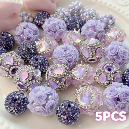 5pcs Rainbow Heart Drill Beads, DIY Jewelry Making Supplies, Fashionable Craft Materials, Mixed Colors, Trendy Accessories Kit, Beads For Jewelry Making