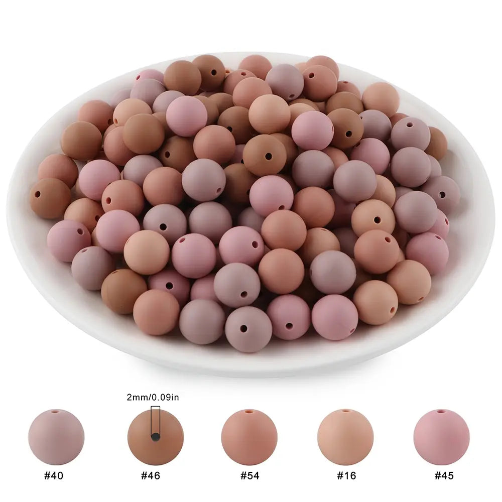 45pcs 9/12/15mm Solid Color Silicone Round Beads Combination DIY Beads Set Mixed in 5 colors Suitable for Making Beaded pens Bracelets and Phone Lanyards