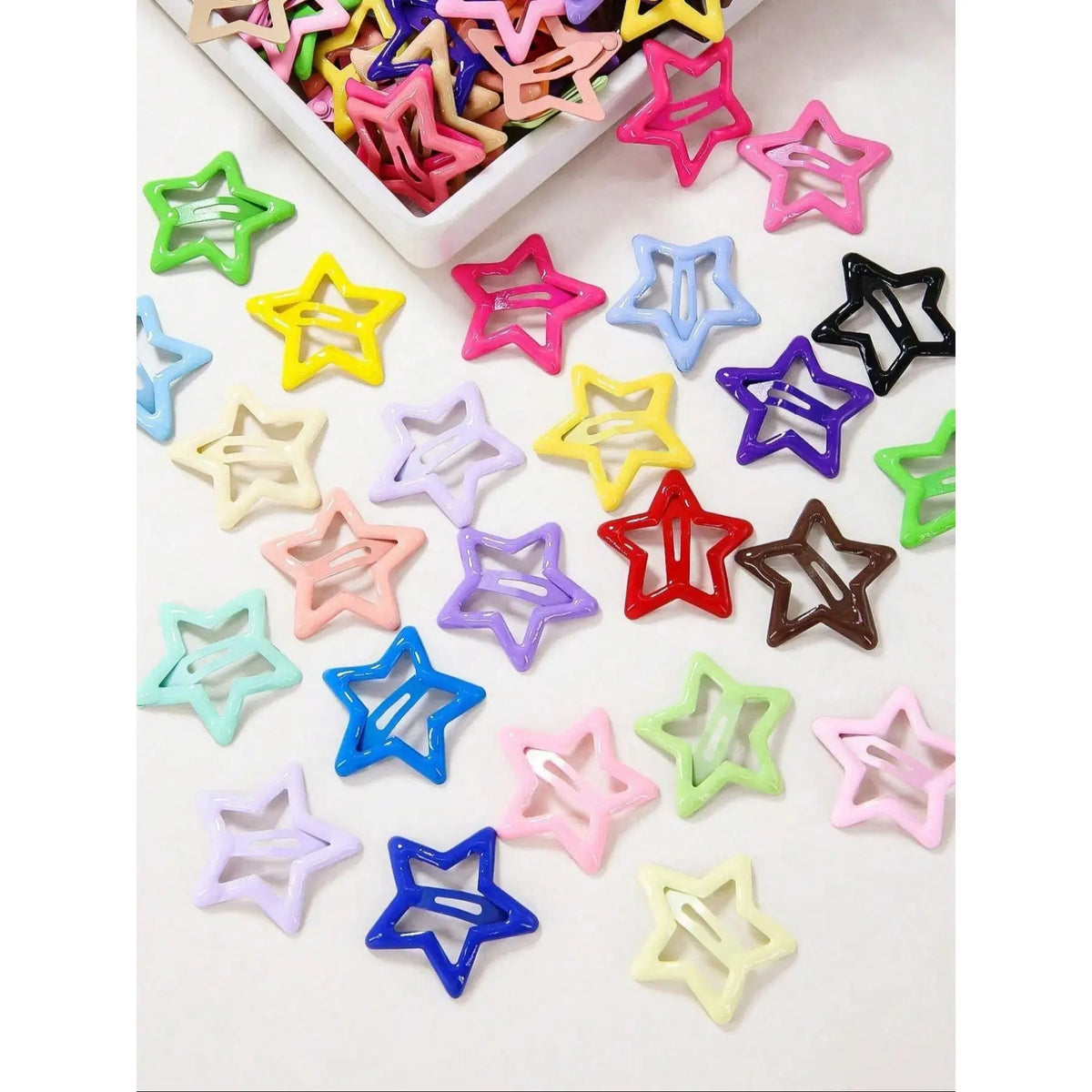 Dopamine Hair Accessory Set (30-90 Pieces) - Colorful Sparkly Star Secure Flat Clips, Fashion All-Season Hair Accessories for School & Daily Wear, Cute