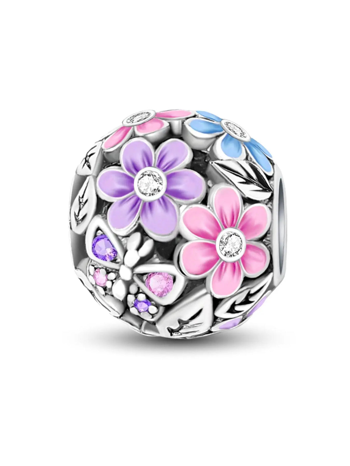 Butterfly & Flower Design Charms, Cute DIY Beads with Colorful Rhinestone, Trendy Exquisite DIY Jewelry for Birthday Gift, Beads Charms Accessories, Jewelry Making Charms, Charms for Crafts, Diy Craft Embellishments