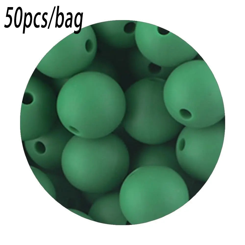 Silicone Beads Kit, 50 pcs Beaded Set of 15 mm Silicone Beads, Bead Assortment and DIY Beading and Jewelry Making Supplies for Keychains, Necklaces and Jewelry Crafts