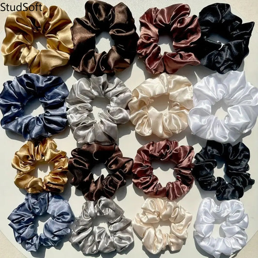 2026 New 16PCS Scrunchies Set, Premium Solid Colors, Elegant Satin Hair Ties, No Damage Hair, Daily/Work/Party/Wedding Accessories,,sohochic