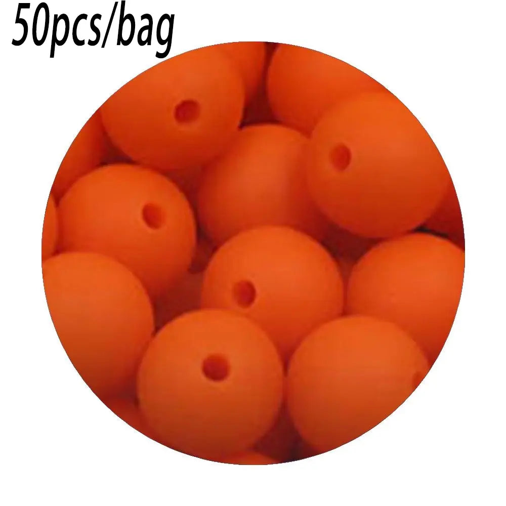 Silicone Beads Kit, 50 pcs Beaded Set of 15 mm Silicone Beads, Bead Assortment and DIY Beading and Jewelry Making Supplies for Keychains, Necklaces and Jewelry Crafts