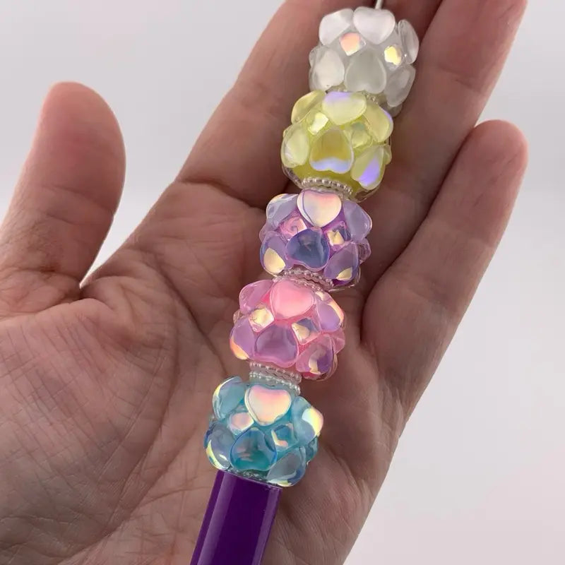 F11-Stunning Flower Beads Set - Handcrafted 20mm Beads for Pens & Key Chains - Unique Design with Glamorous Sparkle