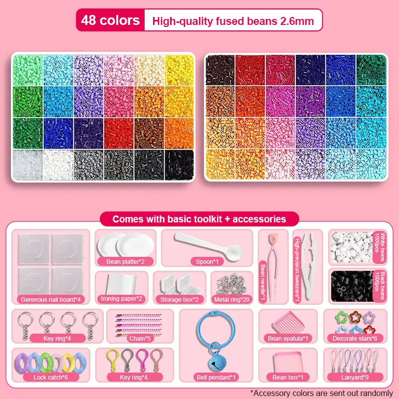 120-Colors 3D Fuse Beads Set – Pixel Puzzle Beads DIY Craft Kit with Pegboards, Ironing Paper, Tweezers & Accessories | All-in-One Beading Set for Jewelry Making, Pixel Art, Keychains, Creative DIY Projects | Halloween Gift&Christmas gift